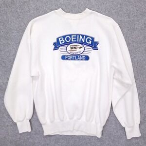 Midwest Embroidery Boeing Portland White Sweatshirt Vintage L B&W-1916 Graphic